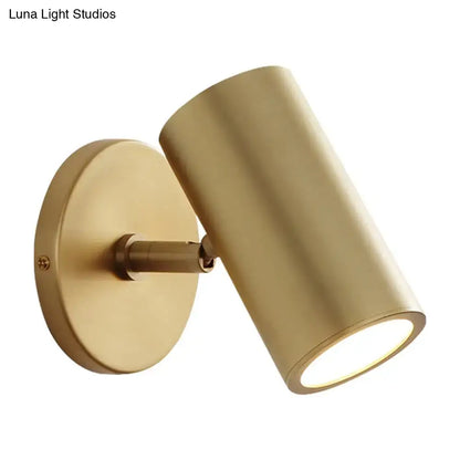 Postmodern gold brass tube wall light bedroom reading fixture