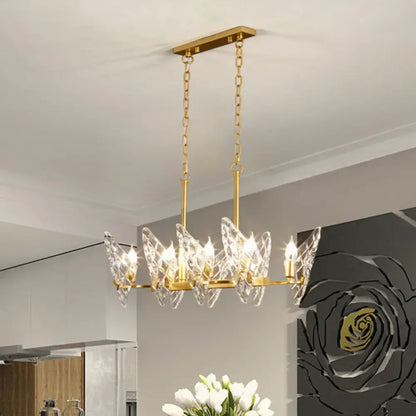 Postmodern gold butterfly e12 e14 crystal chandelier dining room