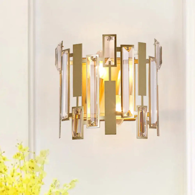 Postmodern gold crystal block wall light fixture living room