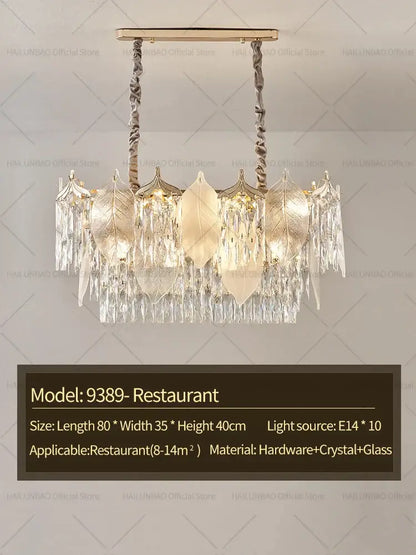 Postmodern gold crystal leaves chandelier for living room