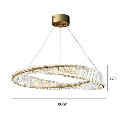 Postmodern gold crystal ring light for living room chandelier