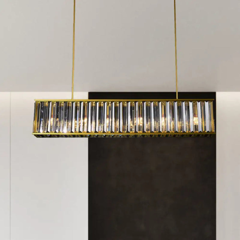 Postmodern gold crystal rod island light for dining room