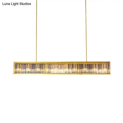 Postmodern gold crystal rod island light for dining room