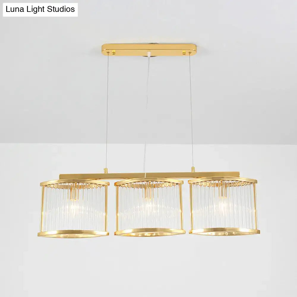 Postmodern gold crystal rod island light for dining room