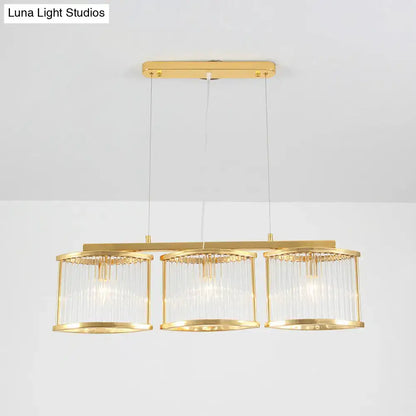 Postmodern gold crystal rod island light for dining room
