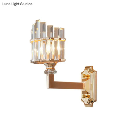 Postmodern gold crystal rod wall light bedroom sconce