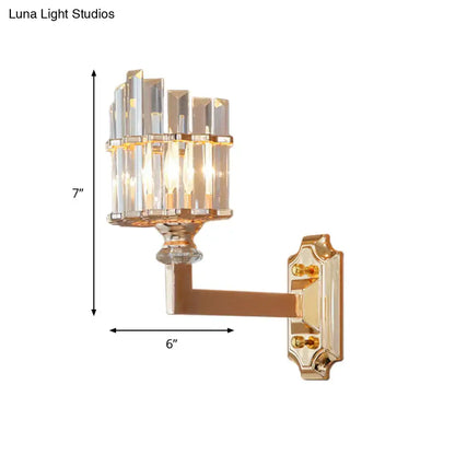 Postmodern gold crystal rod wall light bedroom sconce