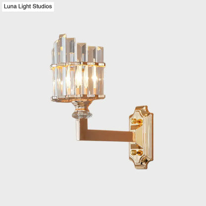Postmodern gold crystal rod wall light bedroom sconce