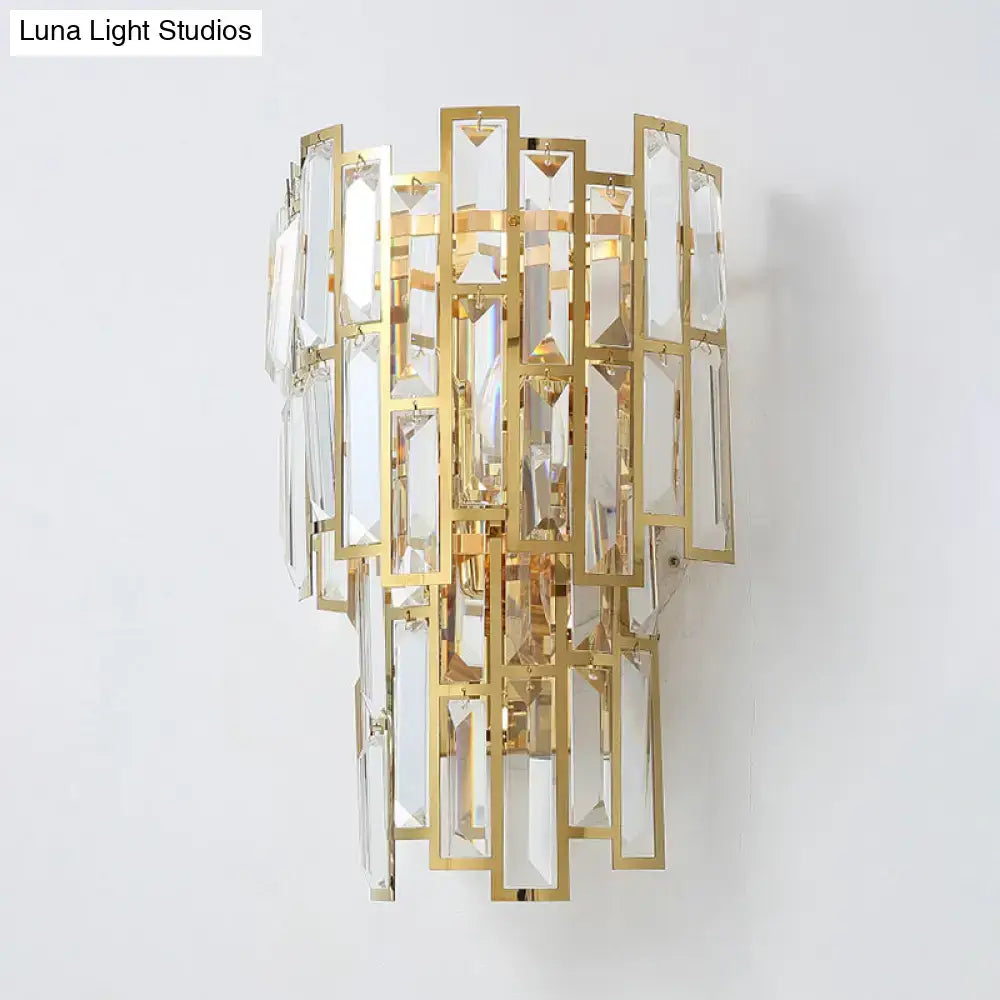 Postmodern gold crystal sconce light fixture living room wall lamp