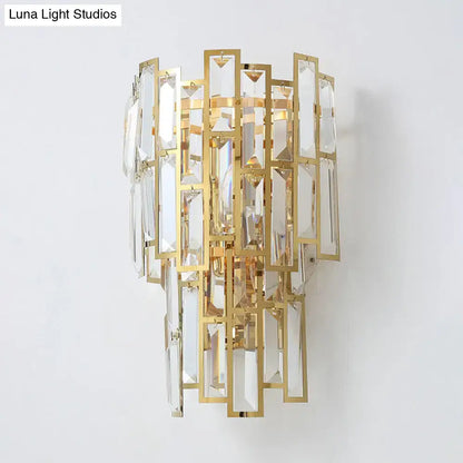 Postmodern gold crystal sconce light fixture living room wall lamp