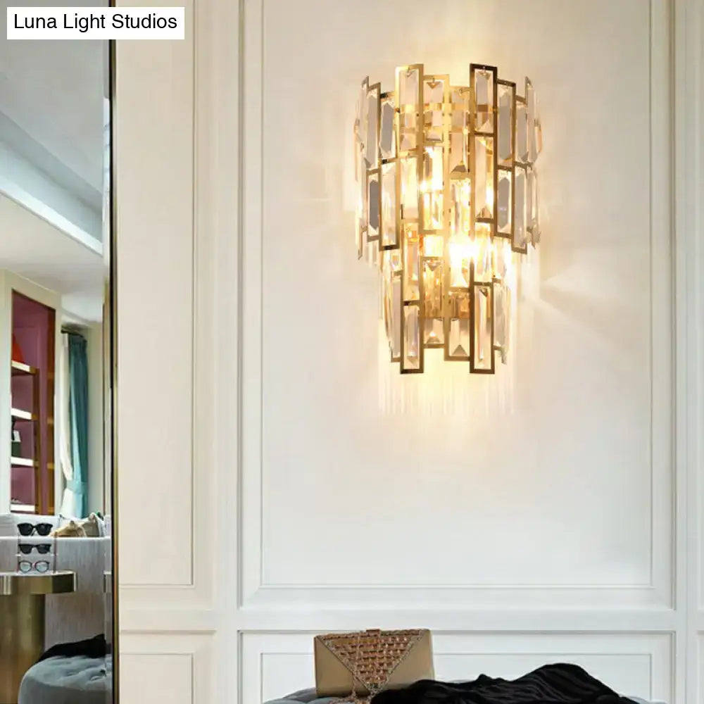 Postmodern gold crystal sconce light fixture living room wall lamp
