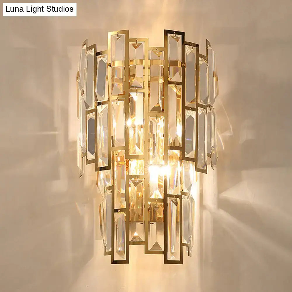 Postmodern gold crystal sconce light fixture living room wall lamp