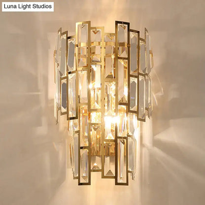 Postmodern gold crystal sconce light fixture living room wall lamp