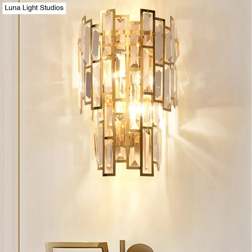 Postmodern gold crystal sconce light fixture living room wall lamp