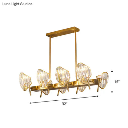 Postmodern gold crystal shield pendant light kitchen island chandelier