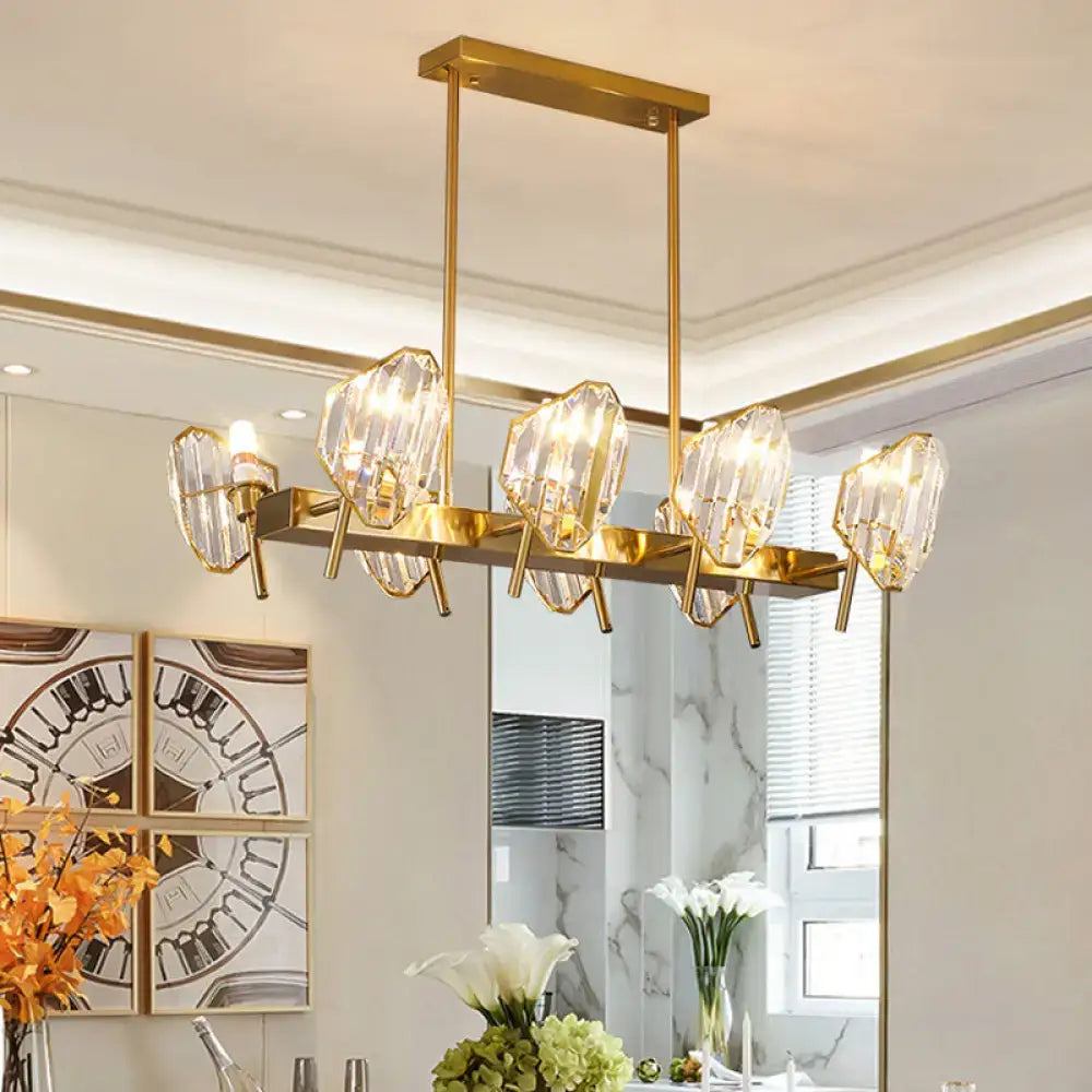 Postmodern gold crystal shield pendant light kitchen island chandelier