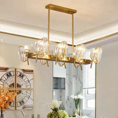 Postmodern gold crystal shield pendant light kitchen island chandelier