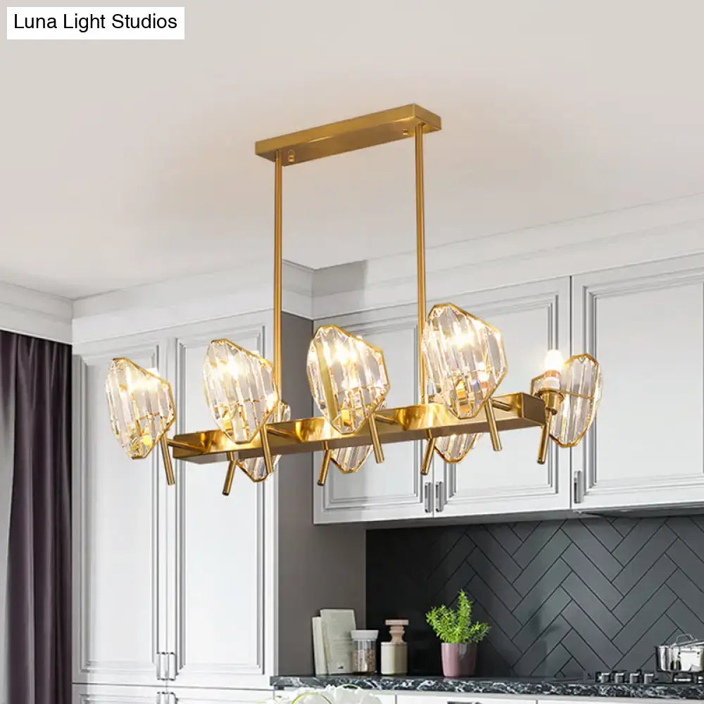Postmodern gold crystal shield pendant light kitchen island chandelier