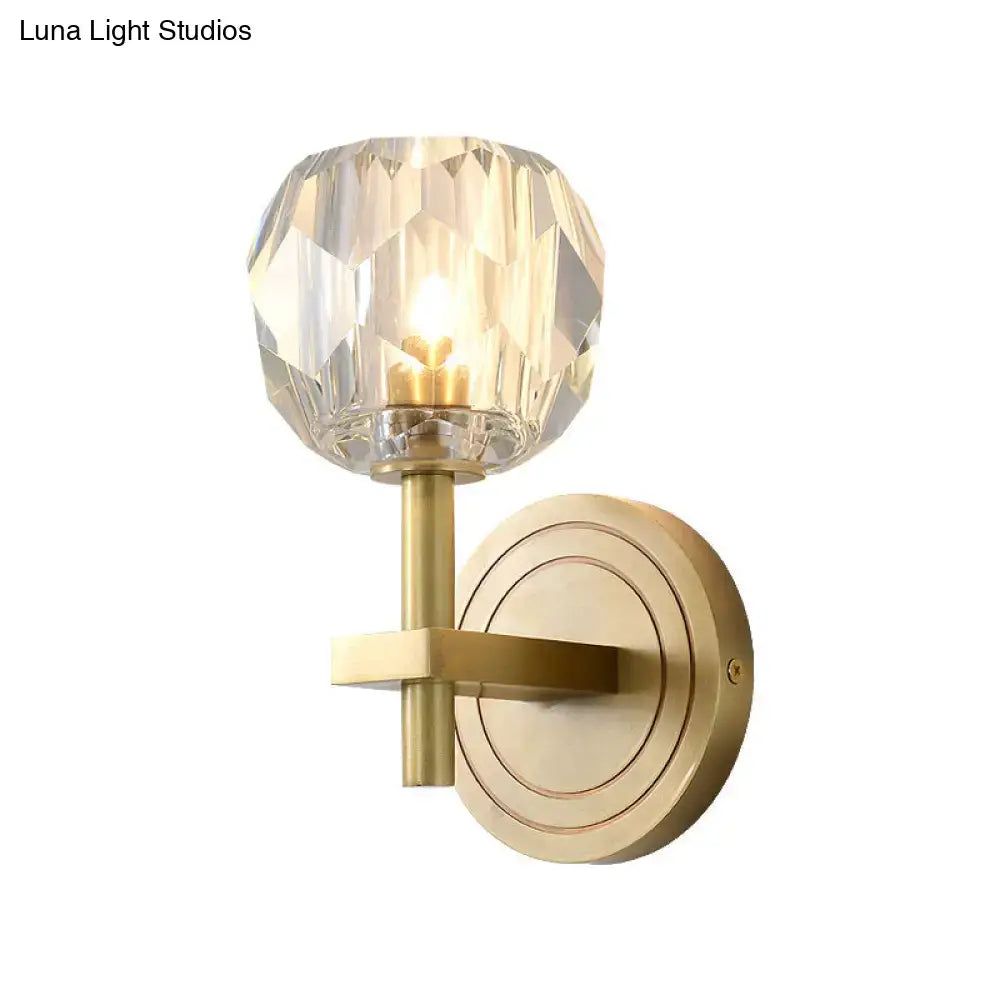 Postmodern gold crystal wall mounted light living room sconce