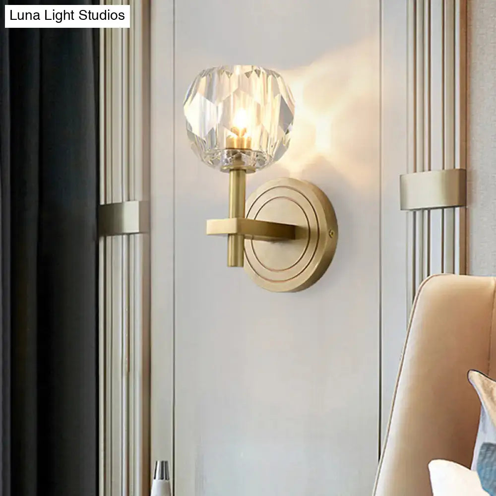 Postmodern gold crystal wall mounted light living room sconce