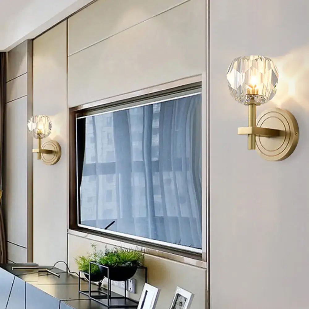 Postmodern gold crystal wall mounted light living room sconce