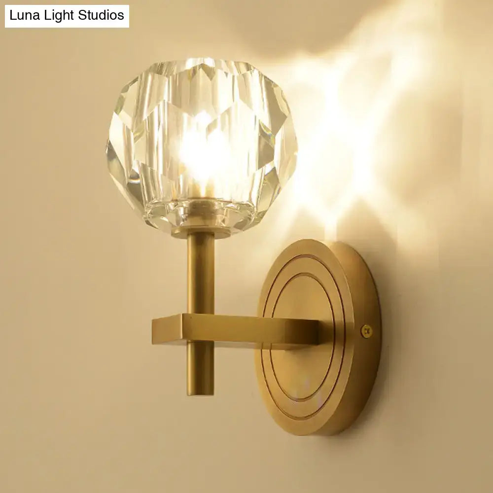 Postmodern gold crystal wall mounted light living room sconce