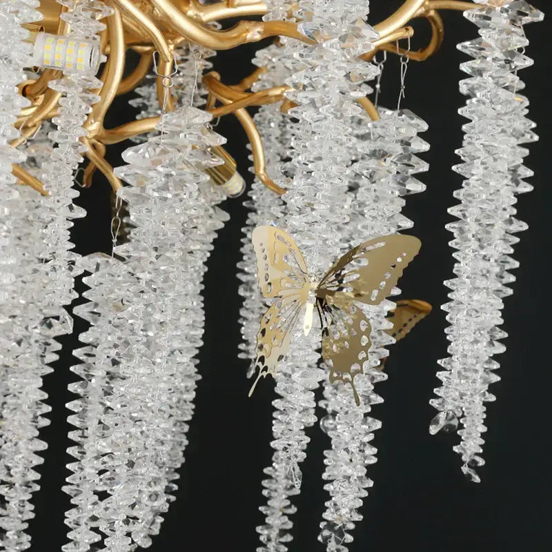 Postmodern gold crystal chandelier for dining room