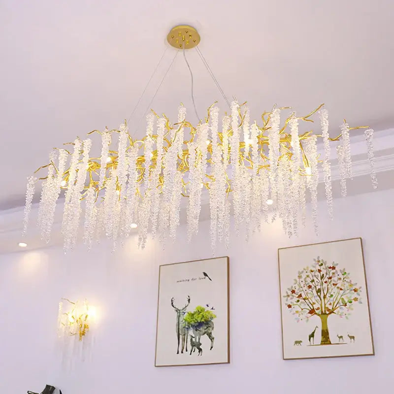Postmodern gold crystal chandelier for dining room