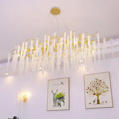 Postmodern gold crystal chandelier for dining room