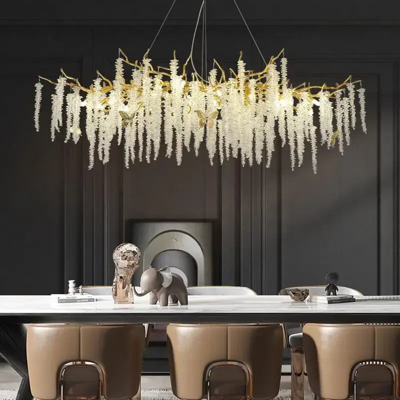 Postmodern gold crystal chandelier for dining room
