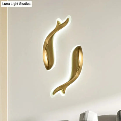 Postmodern gold dolphin led wall lighting fixture bedroom sconce