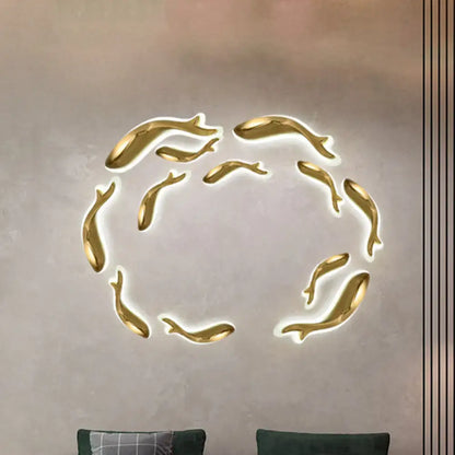 Postmodern gold dolphin led wall lighting fixture bedroom sconce