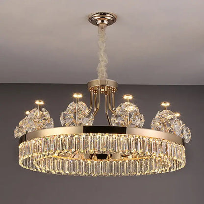 Postmodern gold double layer crystal chandelier living room