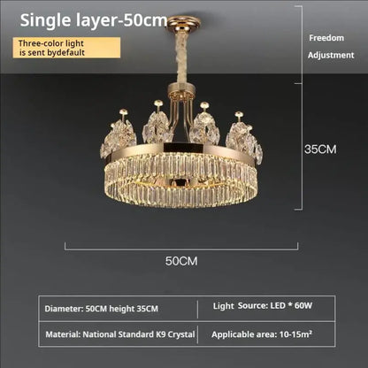 Postmodern gold double layer crystal chandelier living room