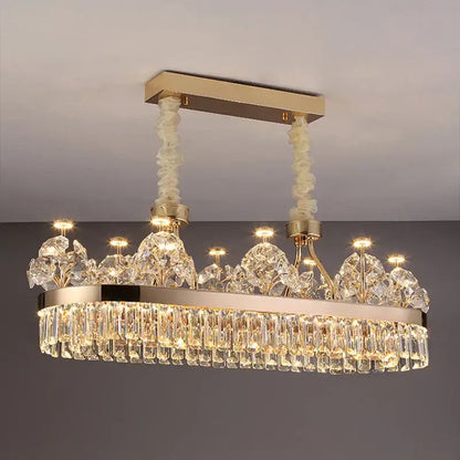 Postmodern gold double layer crystal chandelier living room