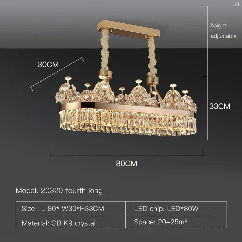 Postmodern gold double layer crystal chandelier living room
