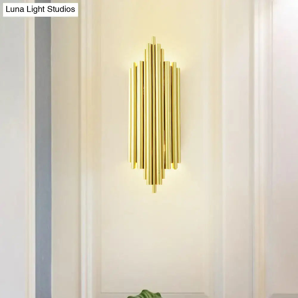 Postmodern gold finish flute wall mount living room sconce