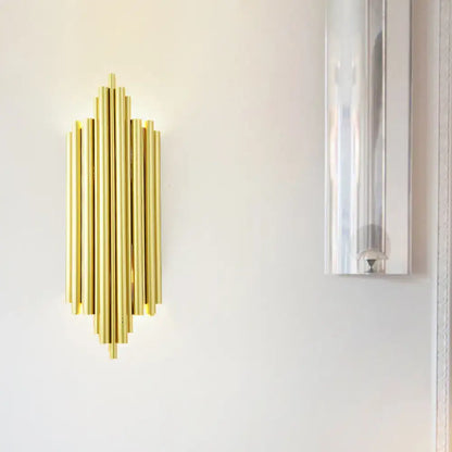 Postmodern gold finish flute wall mount living room sconce