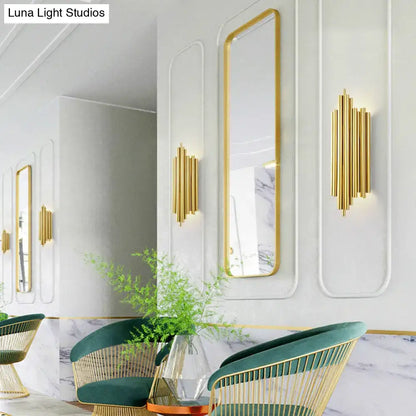 Postmodern gold finish flute wall mount living room sconce