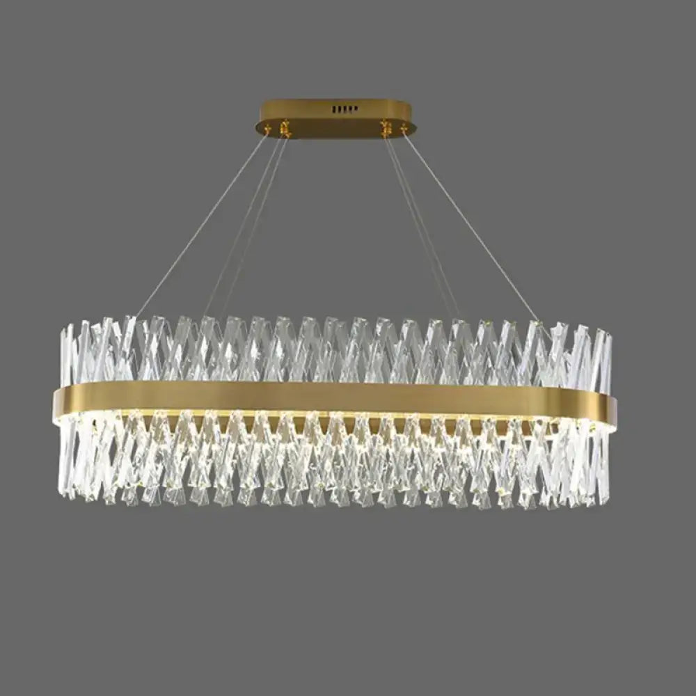 Postmodern gold finish geometric k9 crystal pendant light bedroom