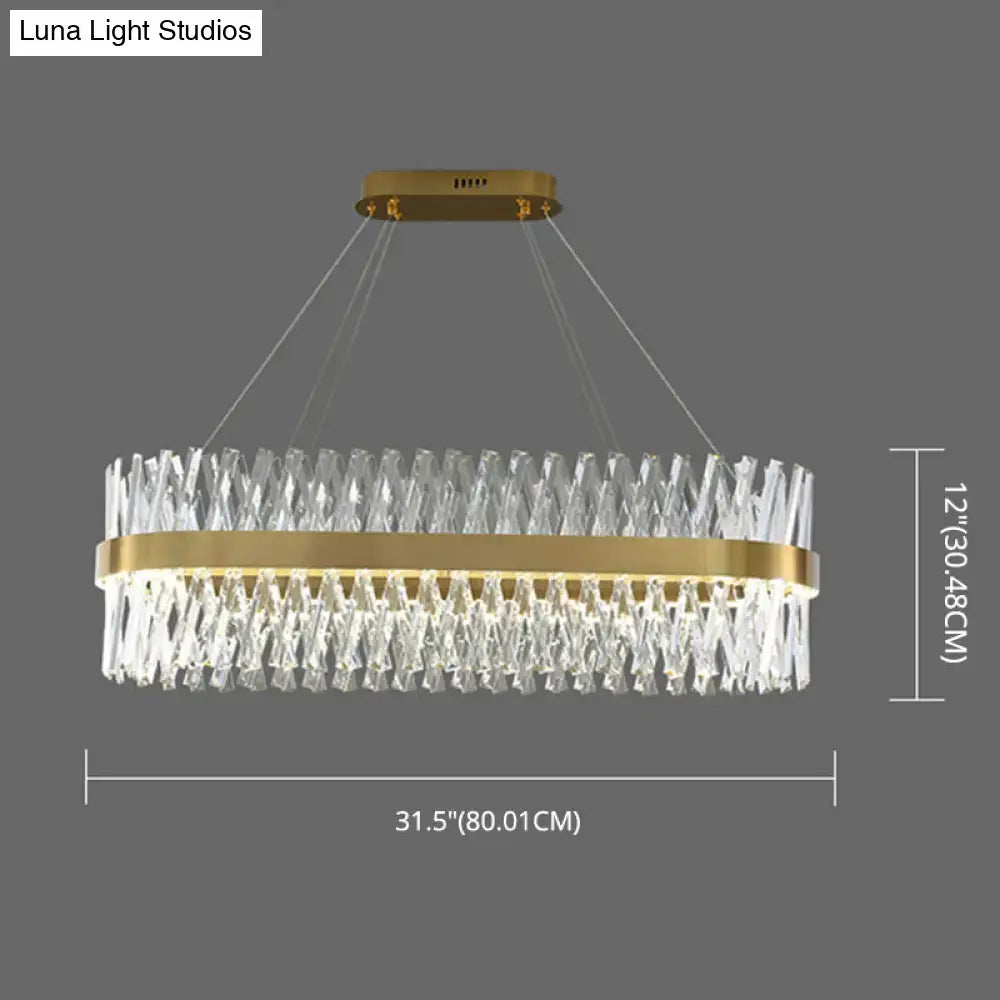 Postmodern gold finish geometric k9 crystal pendant light bedroom