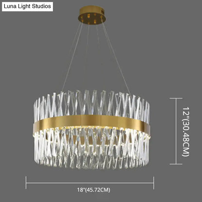 Postmodern gold finish geometric k9 crystal pendant light bedroom