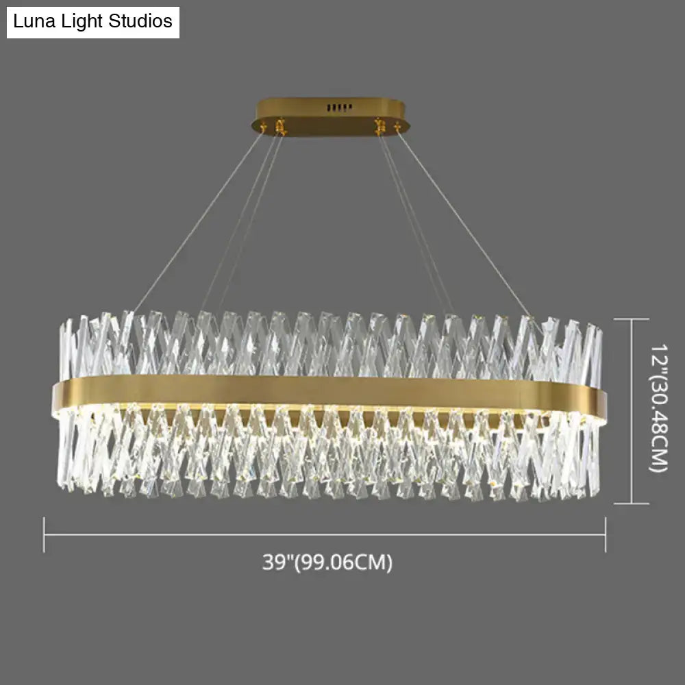 Postmodern gold finish geometric k9 crystal pendant light bedroom