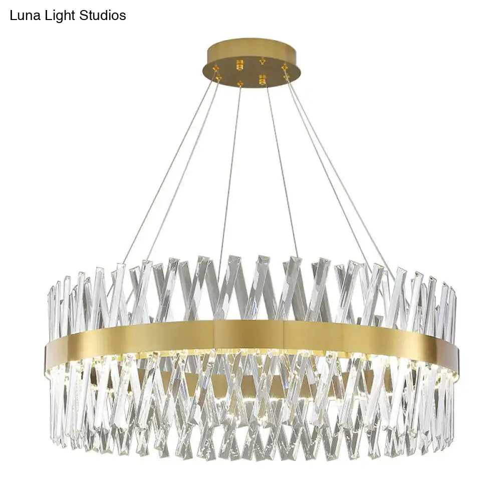 Postmodern gold finish geometric k9 crystal pendant light bedroom