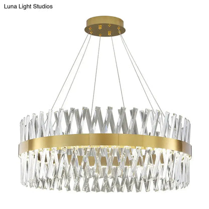 Postmodern gold finish geometric k9 crystal pendant light bedroom