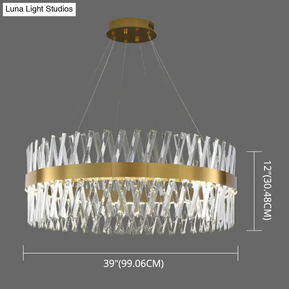 Postmodern gold finish geometric k9 crystal pendant light bedroom