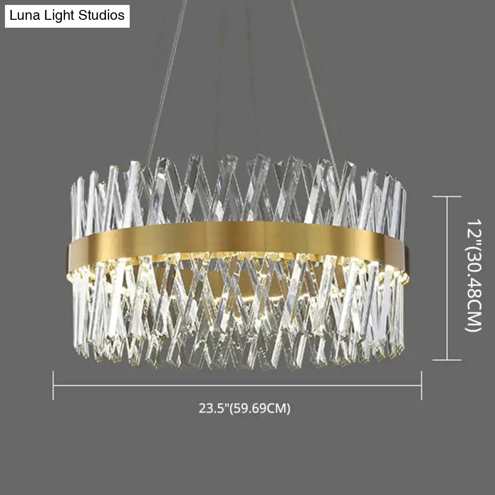 Postmodern gold finish geometric k9 crystal pendant light bedroom