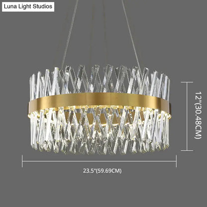 Postmodern gold finish geometric k9 crystal pendant light bedroom