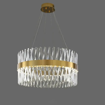 Postmodern gold finish geometric k9 crystal pendant light bedroom