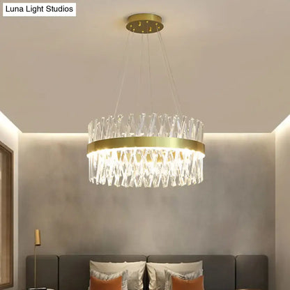 Postmodern gold finish geometric k9 crystal pendant light bedroom